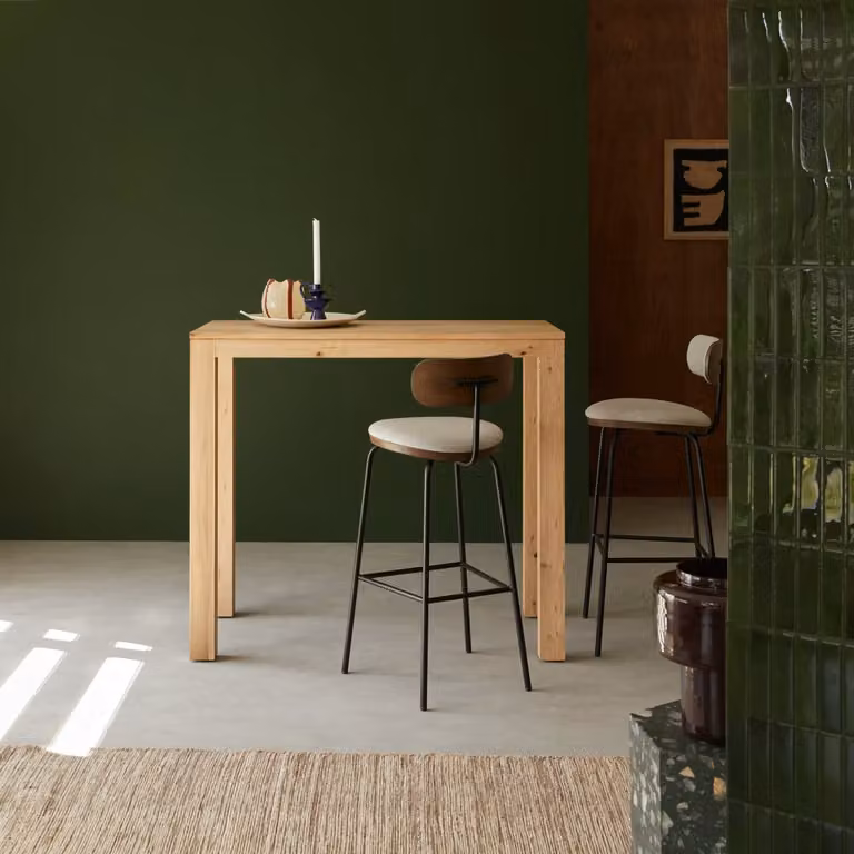 Tikamoon Eden Massief Eikenhouten Bartafel voor 2 tot 4 personen - Bruin - B: 105 cm, D: 60 cm, H: 76 cm