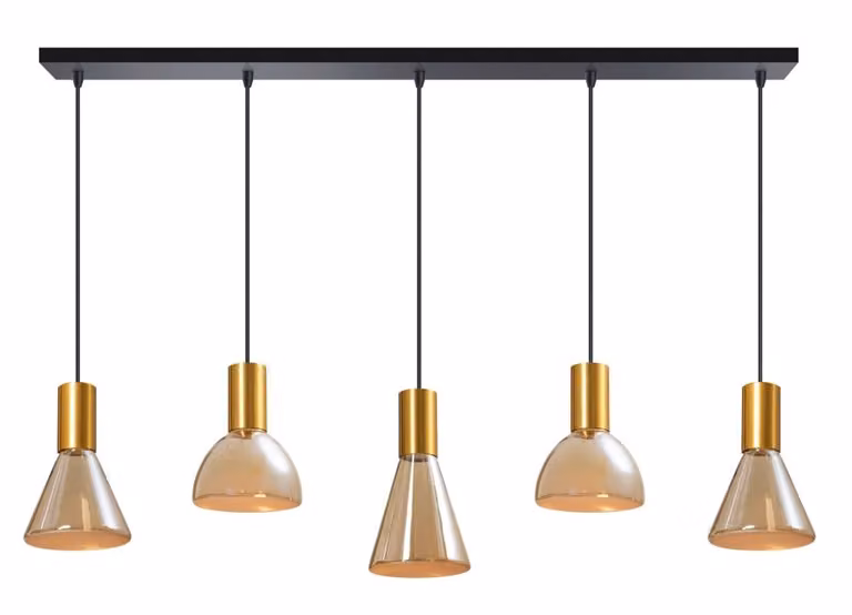 ETH Eetkamer hanglamp Lisa goud met amber glas