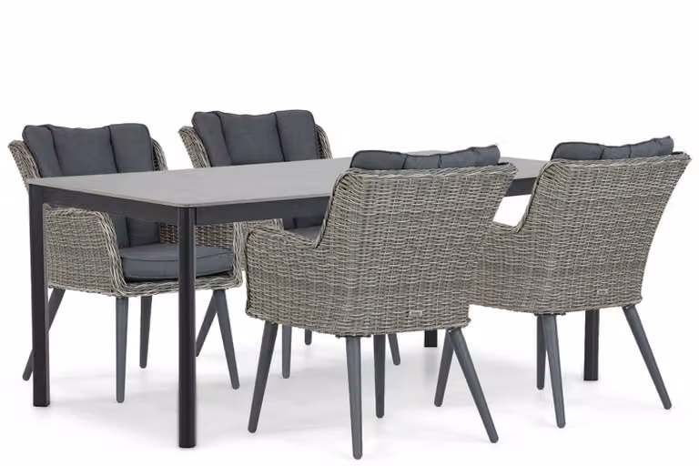 Garden Collections Boston/Como 5-delige eettafelset voor tuin en terras, grijs, 180 cm