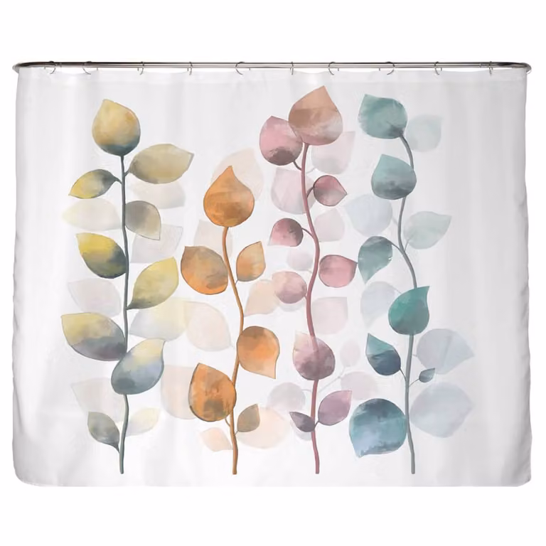 home24 Douchegordijn Bont Bladeren Microvezel Multicolour B: 200 cm, H: 240 cm