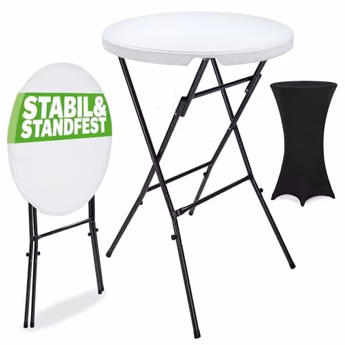 CASARIA Inklapbare Statafel met Hoes Zwart Ø72 cm, Hoogte: 110 cm