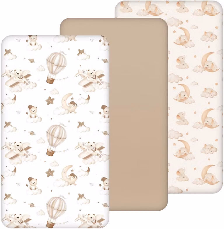 Set van 3 zachte microvezel hoeslakens voor babybedjes van 60 x 120 cm
