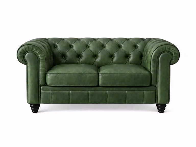 Chesterfield Bank 2 Zits Groen Vintage Leer Sofa Breedte: 152 cm