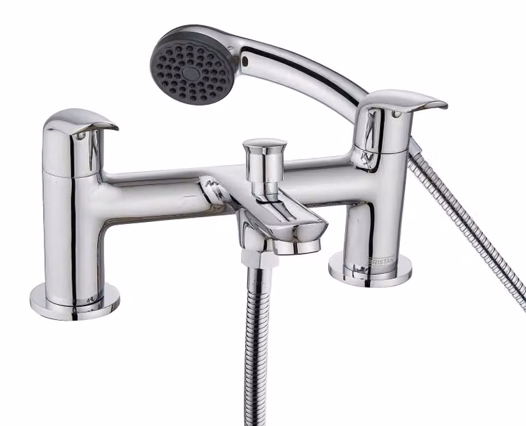 Bristan Essentials Aster badarmaturen en bad- en douchecombinatie met sprayfunctie