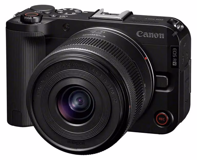Canon EOS R50V mirrorless camera met RF-S 14-30mm f/4-6.3 IS STM zoomlens, 24,2 MP, 4K Ultra HD, zwart