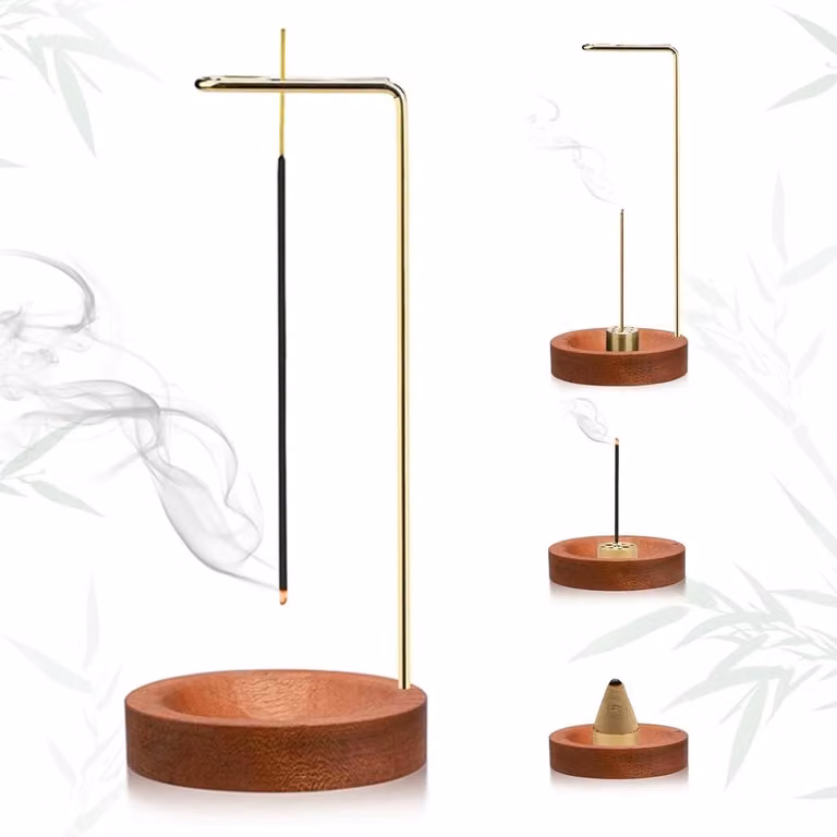 Handgemaakte houten wierookhouder met 9 gaten voor meditatie en aromatherapie