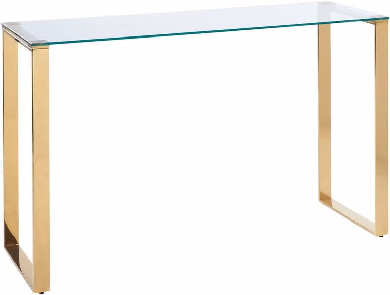Beliani Sidetable met glazen blad en roestvrijstalen frame in goud