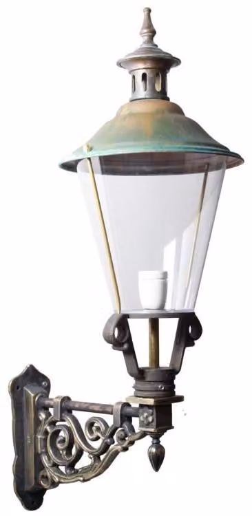 KS Verlichting Wandlamp Scheveningen Nostalgie - Brons en Koper met Glas