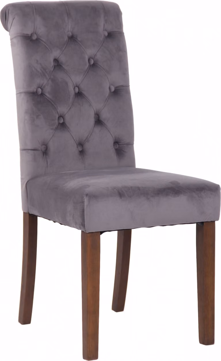 CLP Esszimmerstuhl Lisburn, Chesterfield-stijl met rugleuning, donkergrijs fluweel