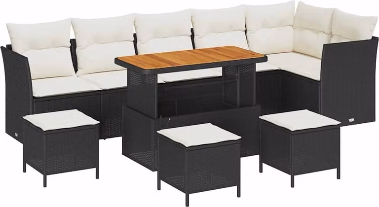 vidaXL Tuinset van 10 stuks, zwart, modern polyrotan voor tuin of terras