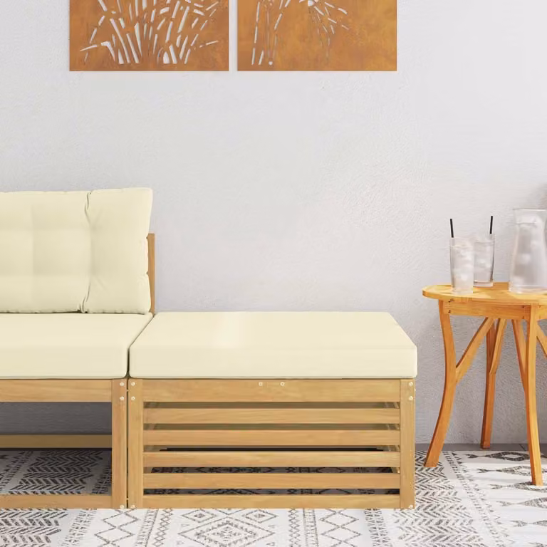 Tuinkruk van massief hout met lamellendesign voor buiten, moderne voetenbank voor terras en tuin