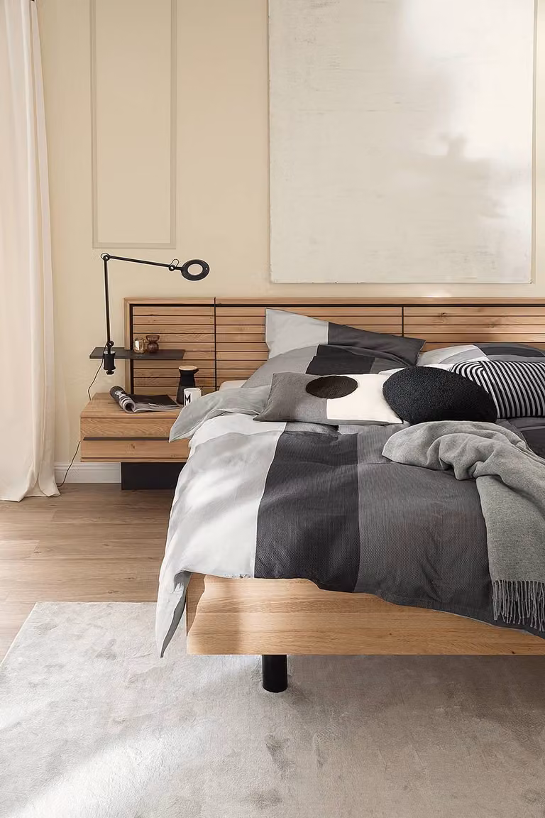Schöner Wohnen Satijnen Beddengoed Set Grijs/Antraciet met Dekbedovertrek en Kussensloop B/D/H: 135 x 200 cm en 80 x 80 cm