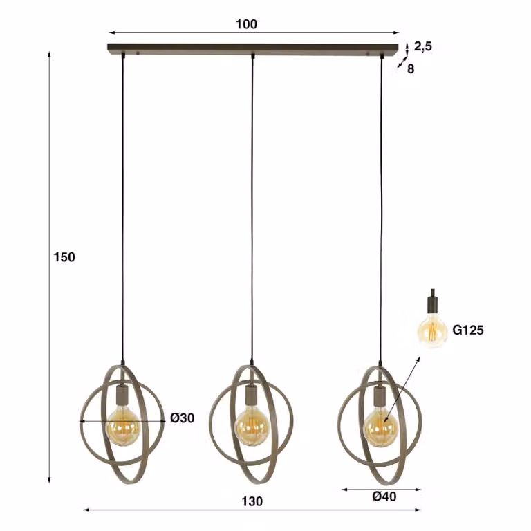 Nest of Nora Davio Hanglamp - 3-lichts - Beige
