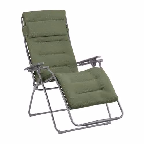 Lafuma Futura XL Relaxstoel met armleuningen in het groen en gepoedercoat staal