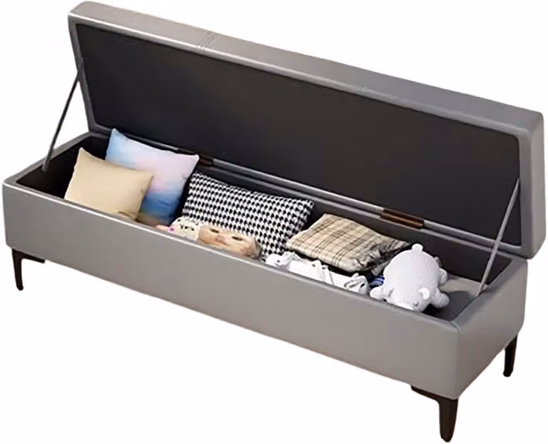 Zwarte opbergbank en schoenenkruk met flip-open deksel, 80 cm