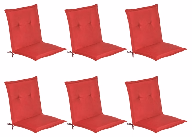 Beautissu 6-delige set tuinstoel kussens met lage rugleuning, rood, 100 x 50 x 6 cm