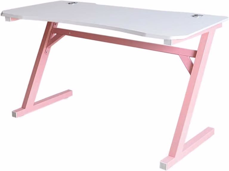 Kinderbureau voor meisjes in roze en wit met kabelmanagement systeem, Hoogte: 75 cm