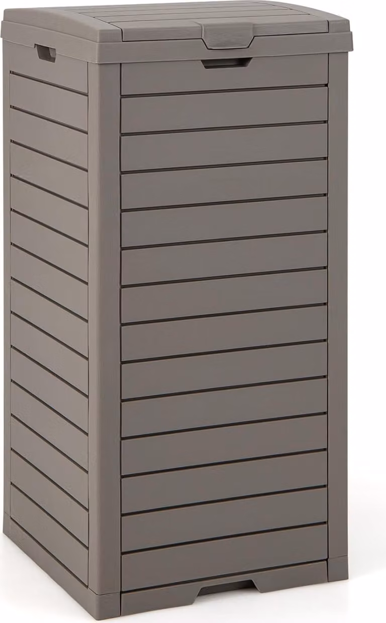 Costway Vuilnisbak 118 liter met deksel en uitneembare vloeistofbak, bruin