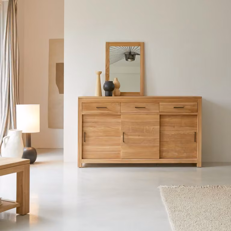 Tikamoon Buffetkast Be essential van Teak - Bruin - Breedte: 150 cm, Diepte: 45 cm, Hoogte: 85 cm