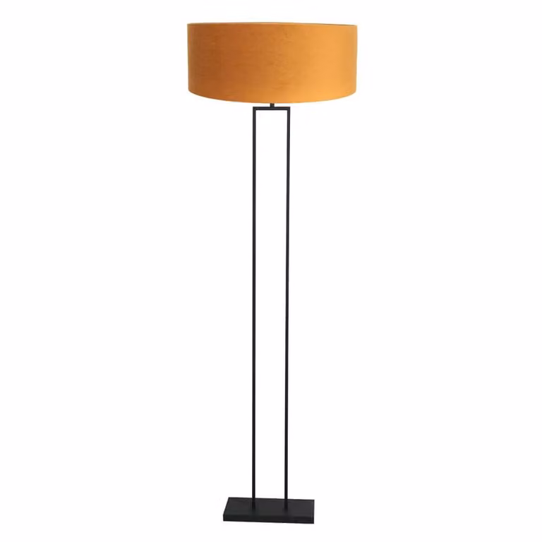 Steinhauer Vloerlamp zwart met gouden kap, Hoogte: 160 cm