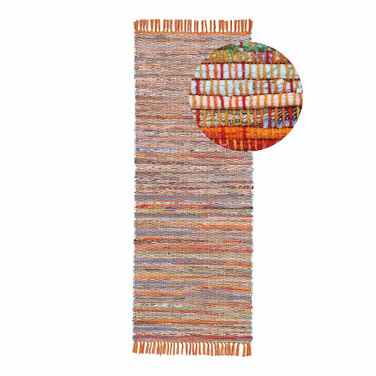 home24 Loper Kelim Chindi vloerkleed oranje/multicolor B: 80 cm, L: 400 cm