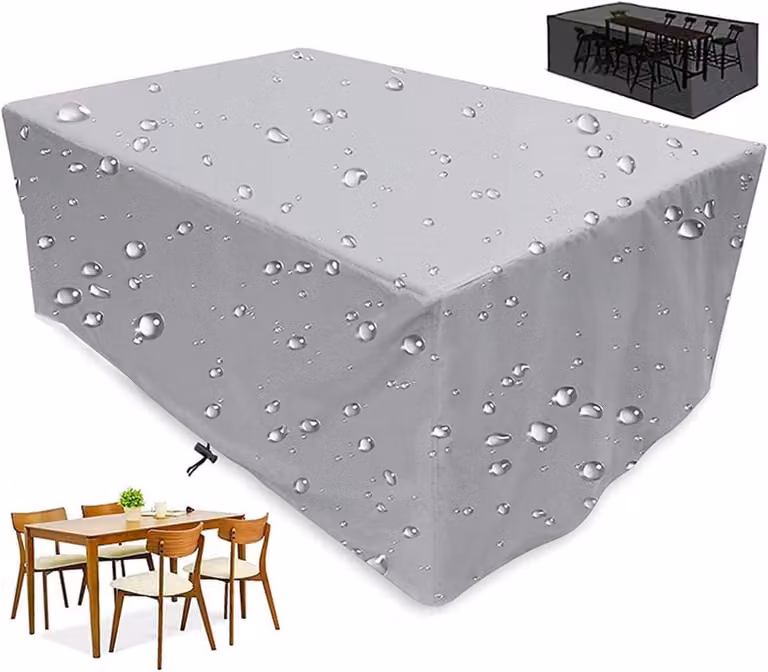 Lichtgrijze Tuinmeubelhoes van 420D Oxford Stof voor het beschermen van je terrasmeubels, 364 x 194 x 111 cm