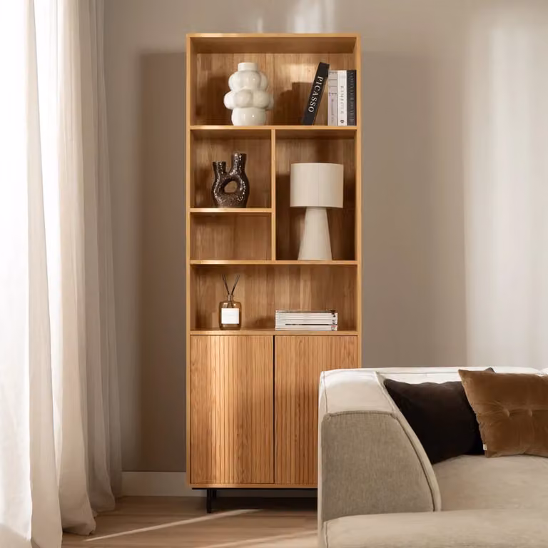 Bronx71 Wandkast in eiken fineer, beige/bruin, B: 80 cm, H: 220 cm
