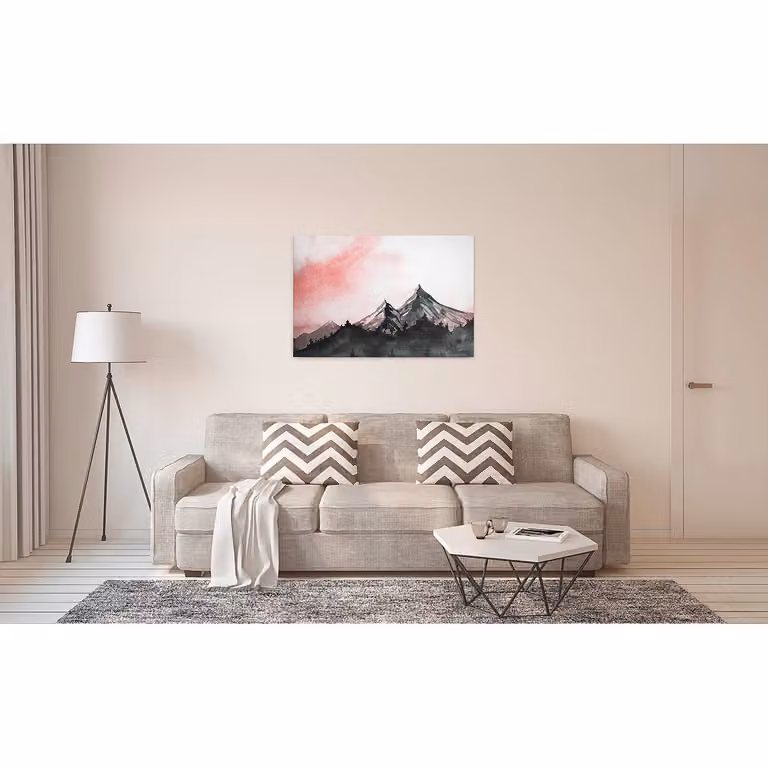home24 Bergen Mountain Paint wanddecoratie rood, 90 x 60 cm