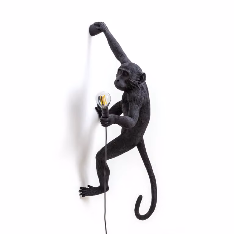Seletti Monkey Wandlamp Right Zwart - Buitenwandlamp van Kunststof met LED