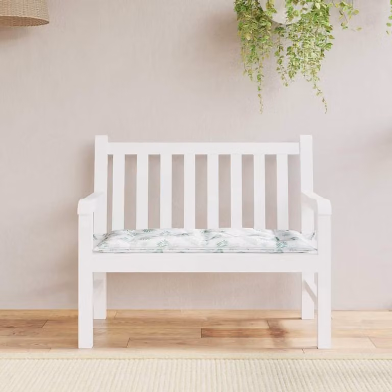 Tuinbank kussen met bladpatroon van Oxford-stof, B/D/H: 100 x 50 x 7 cm