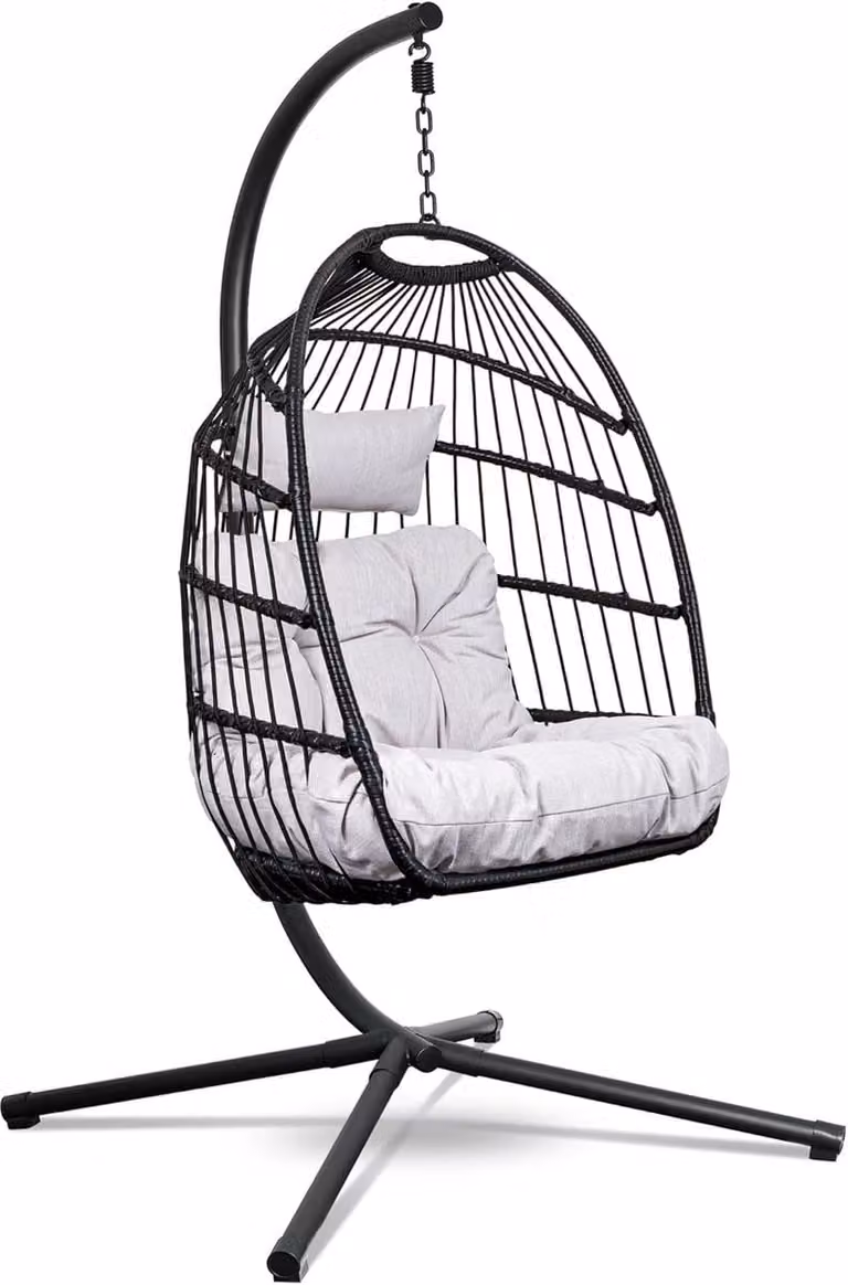 Egg Hangstoel met Standaard - Lounge Schommelstoel voor Binnen en Buiten voor Volwassenen