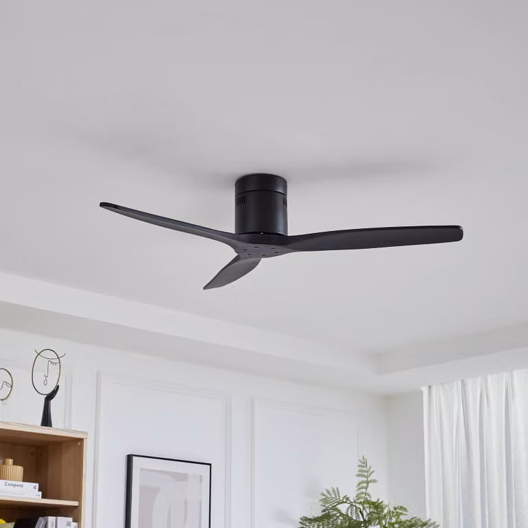 Lucande Vindur plafondventilator, zwart, modern, metaal