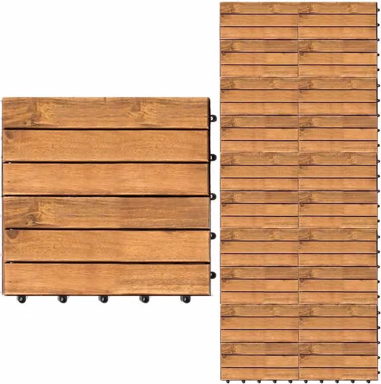 Houten Terrastegels met Kliksysteem en Drainage - Natuurlijk Hout - 30 x 30 cm