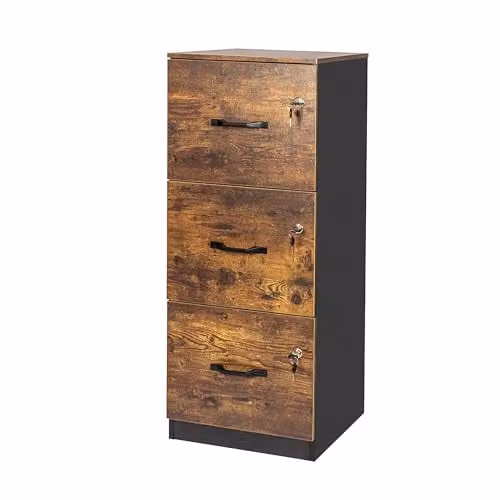 Relaxdays Archiefkast met deuren en lades voor hangmappen, zwart/bruin, H x B x D: 103 x 40 x 40 cm