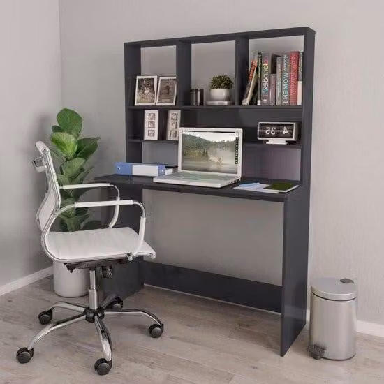 Ruimtebesparend bureau met opbergruimte voor thuiswerk en kantoor, B/D/H: 110 x 45 x 157 cm
