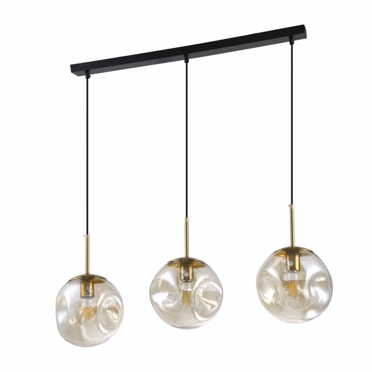 QUVIO Hanglamp eettafel met 3 glazen bollen en metalen uitvoering