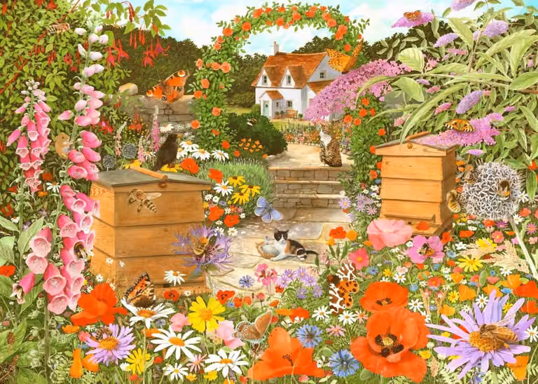 House of Puzzles Puzzel Bee Happy - 1000 stukjes - Kleurrijk - Karton