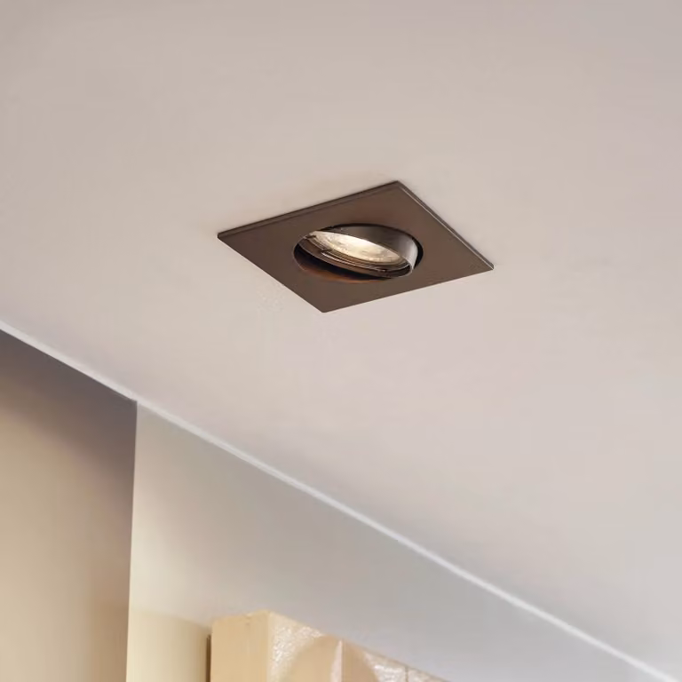 PRIOS Fibur inbouwlamp set, 10 stuks, mat brons, GU10, dimbaar, modern design voor woon- of eetkamer