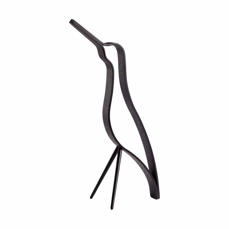 Cooee Design Woody bird decoratie, zwart gebeitste eik, Hoogte: 32 cm
