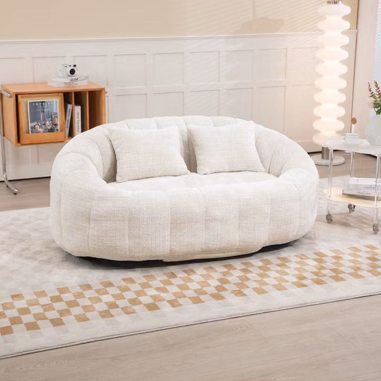 HAUSS SPOLE Sofa Tweezitter Zitzakbank met Hoge Rug en Armleuningen Chenille Beige