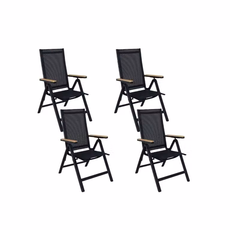 Norali set van 4 verstelbare dining tuinstoelen van aluminium en textiel in antraciet