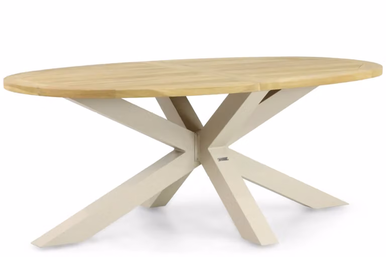 Lifestyle Garden Furniture Brookline ovale tuintafel van teak, beige, B: 200 cm, D: 110 cm