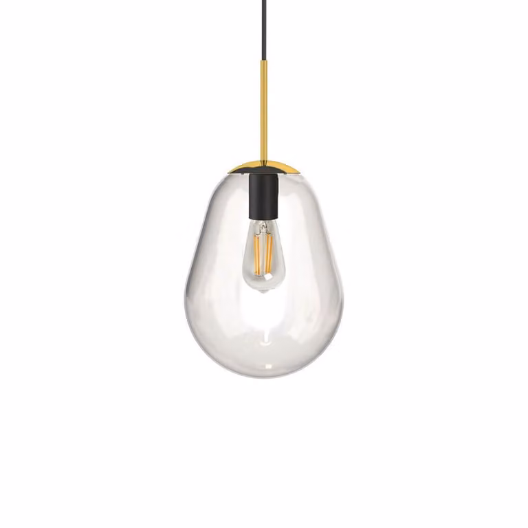 Lyora Glazen hanglamp Pear Short goud met helder glas Ø 22 cm
