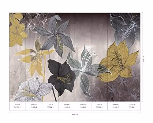 Guido Maria Kretschmer 2239-20 ELLE Digitale Amaryllis Non-woven Behang met Botanisch Bloemenpatroon, Multicolour, Breedte: 40 cm, Lengte: 270 cm