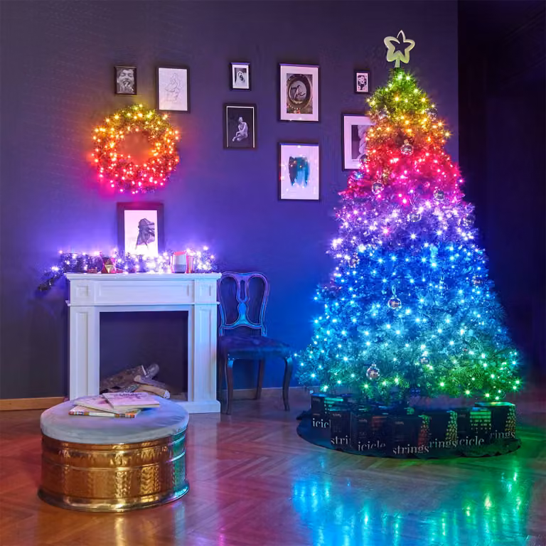 Twinkly Muziek Set Lichtketting met 600 RGB LED-lampjes, Zwart, Dimbaar met WiFi en Bluetooth
