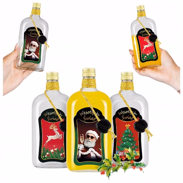 Bimberek KLASYK Decoratieve Fles met Handbeschildering en Gouden Decoratie - 500ml