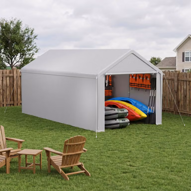 ACXIN Multifunctionele carport met afneembare zijwanden, grijs, 3 x 6 meter