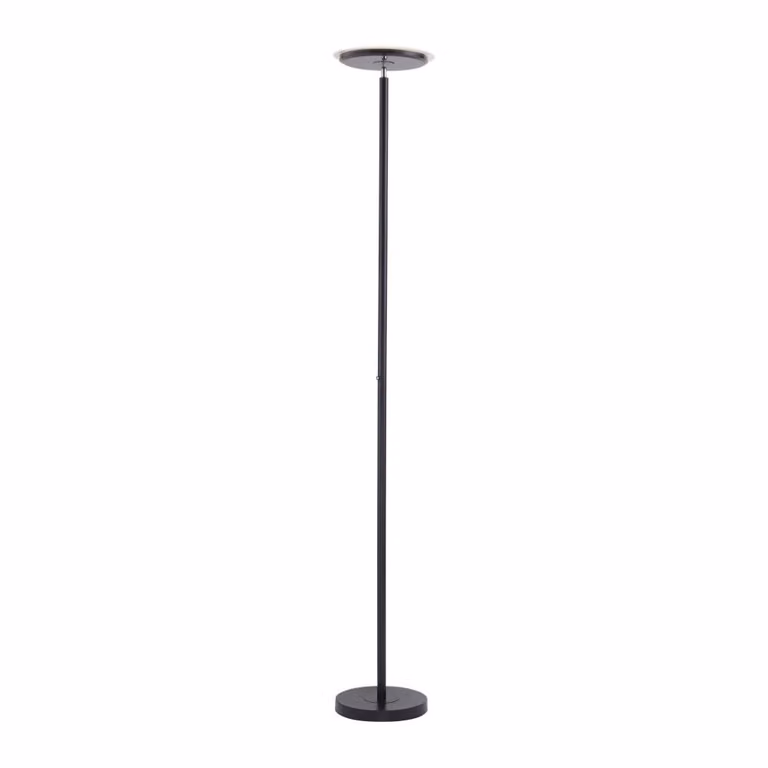 Leuchten Direkt Hans Round design staande leeslamp zwart metaal met dimbare warm witte LED