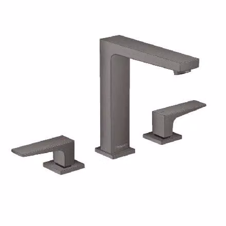 Hansgrohe Metropol wastafelkraan met 3-gats aansluiting en afvoergarnituur, geborsteld zwart chroom