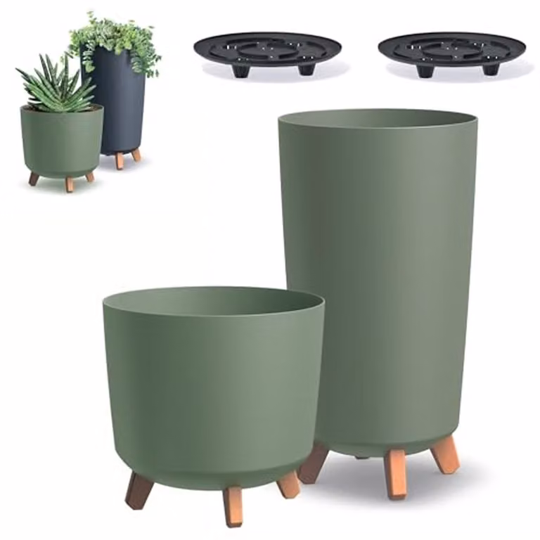 LTPRTZ Set van 2 minimalistische buiten- en binnenbloempotten in het groen